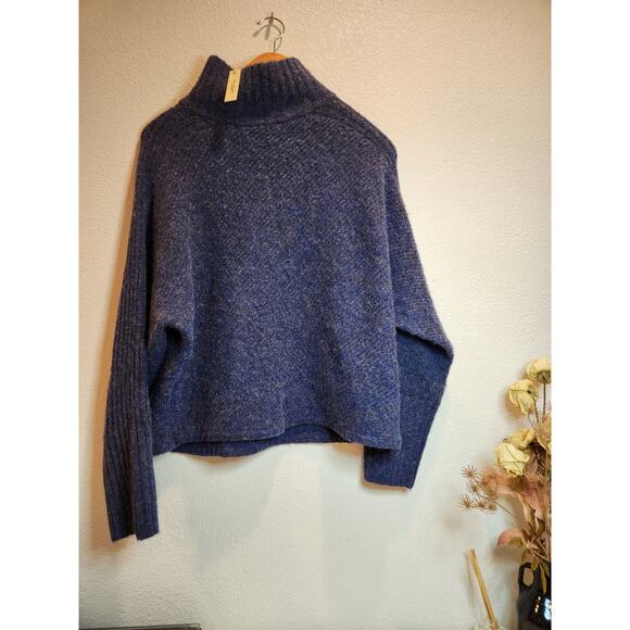 Max Studio NWT Women's XL Heather Navy Funnel Neck Sweater - Picture 2 of 5
